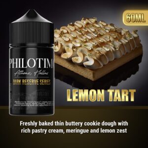 Sraith Cúlchiste Dorcha Philotimo Tartars Lemon 30 / 60 ml (briosca ime, uachtar, meringue, zest líomóide)