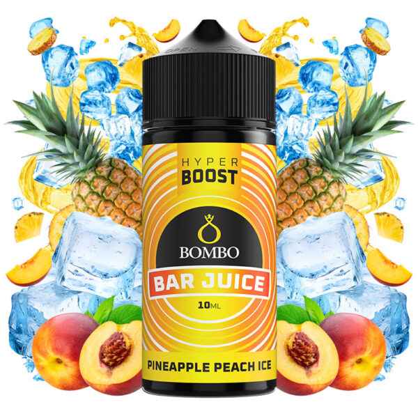 Bombo Bar Juice Pineapple Peach Ice Hyper Boost 10ml with ingredients
