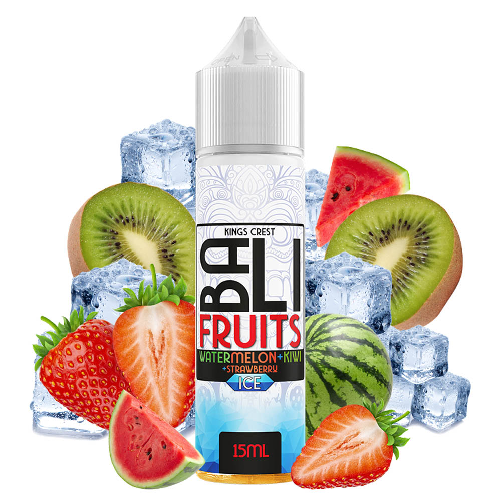 Kings Crest Bali Fruits Ice Watermelon Kiwi Strawberry 15ml/60ml Flavorshot 3 Bali Fruits WKS Ice 15ml Longfill GR with ingredients