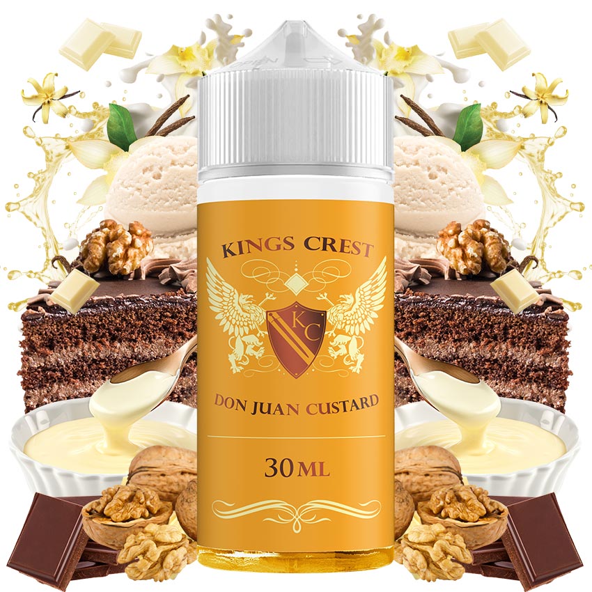 Kings Crest Don Juan Custard 30ml/120ml Flavorshot 2 Kings Crest Don Juan Custard 30ml Longfill ES with ingredients