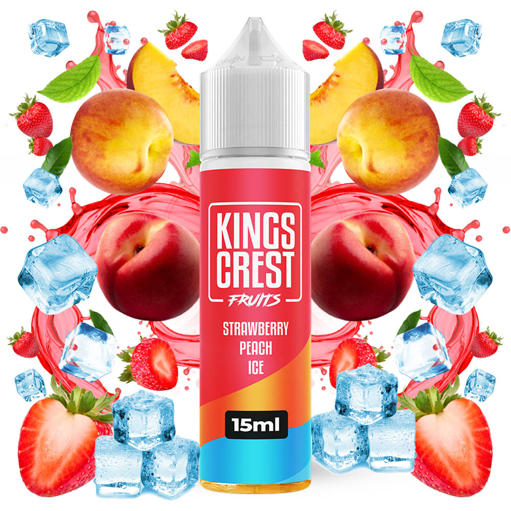 Kings Crest Fruits Ice Strawberry Peach 15ml/60ml Flavorshot 3 Kings Crest Fruits Strawberry Peach Ice 15ml Longfill with ingredients