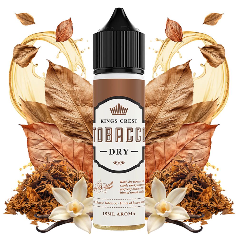 Kings Crest Tobacco Dry 15ml/60ml Flavorshot 3 Kings Crest Tobacco DRY 15ml Longfill with ingredients
