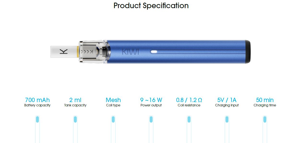 Kiwi Spark 2ml Pod Kit – Blue 1 Kiwi Spark 2ml Pod Kit Blue 1