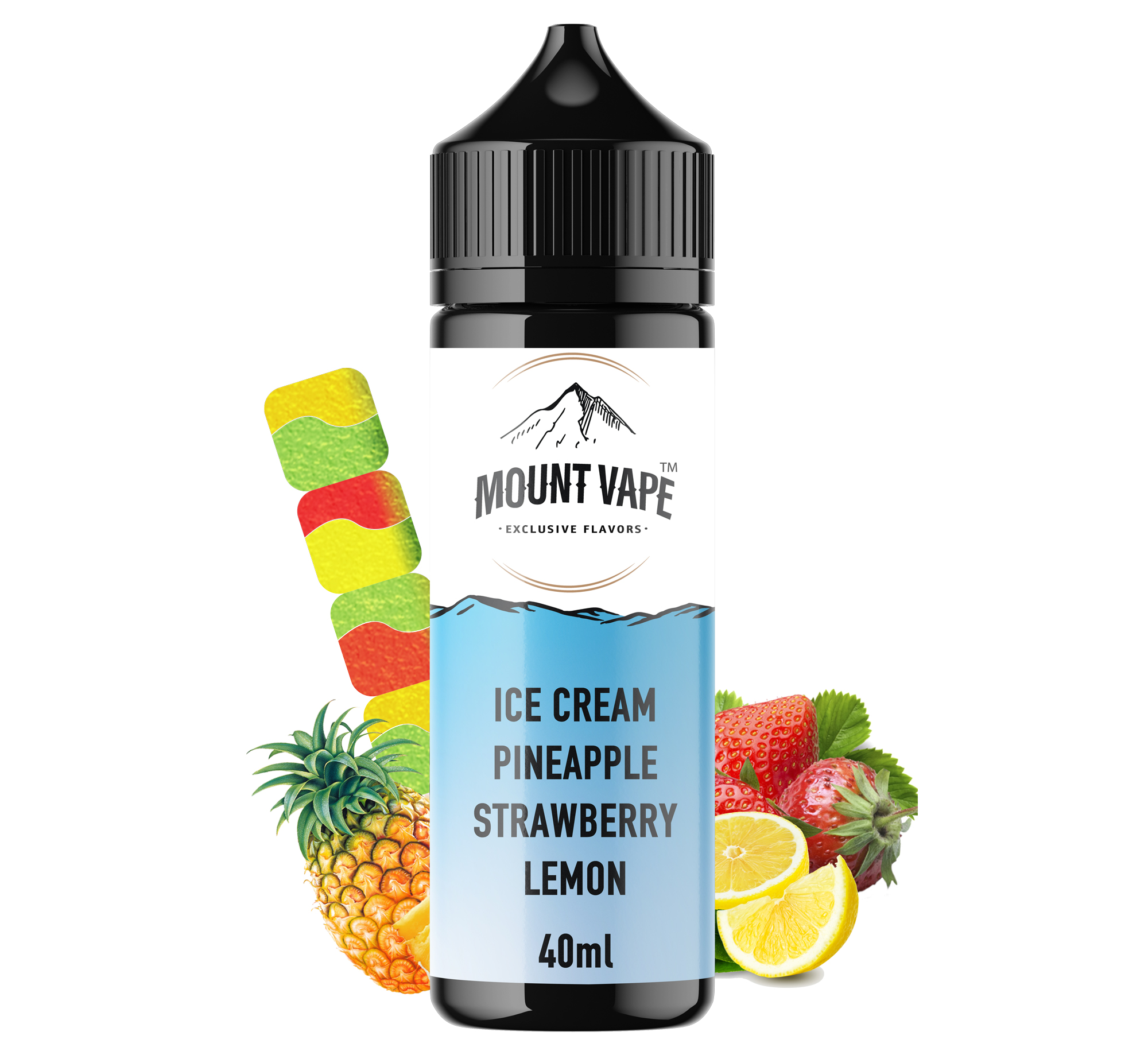 Mount Vape Ice Cream Pineapple Strawberry Lemon 40ml/120ml Flavorshot 2 ice ingredients