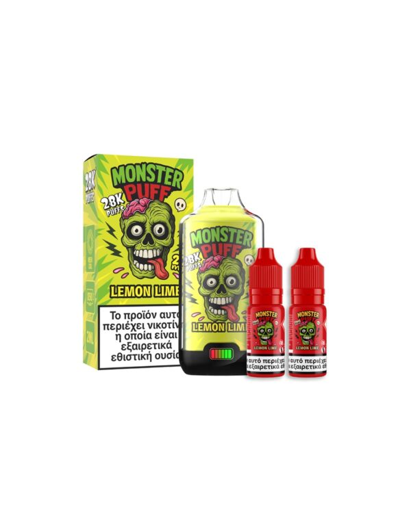 monster puff 28k kit lemon lime siskevi 2ml 2x10ml 20mg