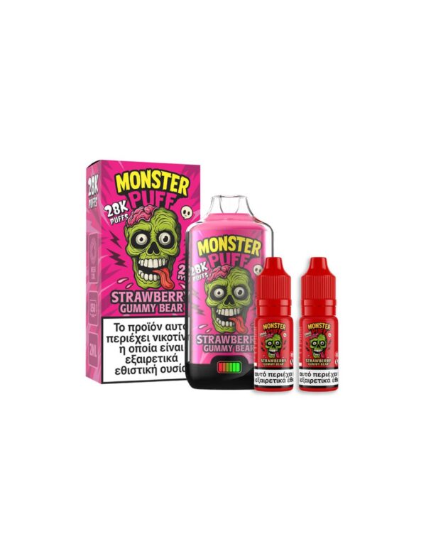 monster puff 28k kit strawberry gummy bear siskevi 2ml 2x10ml 20mg