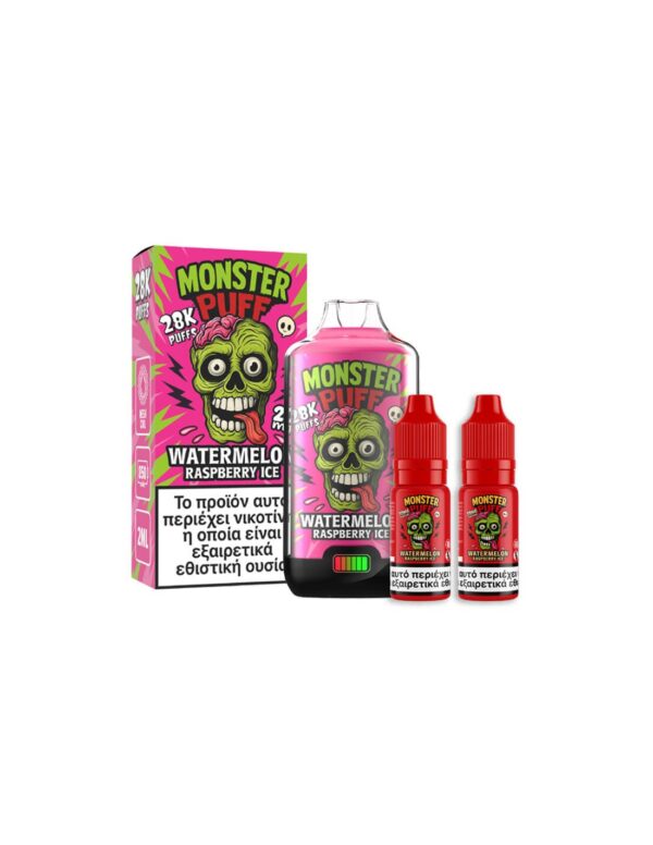 monster puff 28k kit watermelon raspberry ice siskevi 2ml 2x10ml 20mg