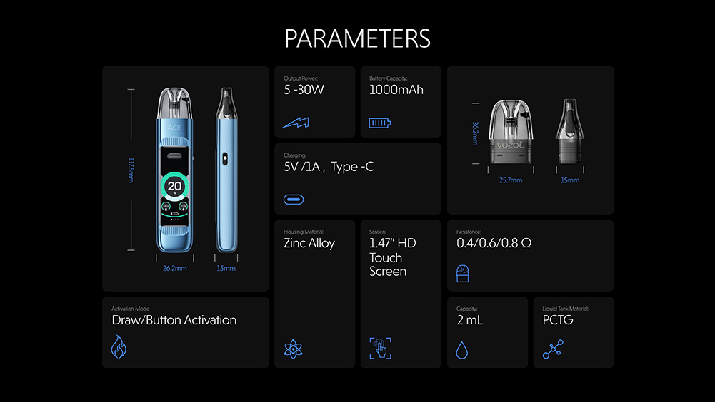 vozol ace max 2ml pod kit carbon fiber black 1751532923